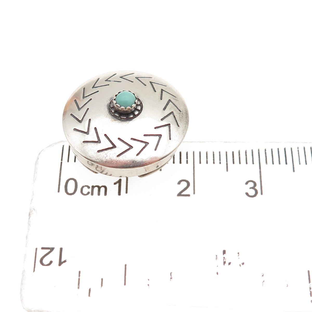 Old Pawn Sterling Silver Vintage Turquoise Snake Eye Concho Tribal Clip Button