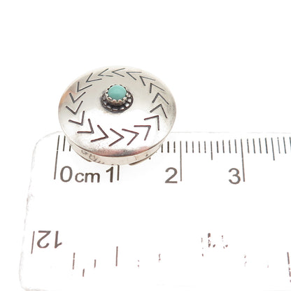 Old Pawn Sterling Silver Vintage Turquoise Snake Eye Concho Tribal Clip Button