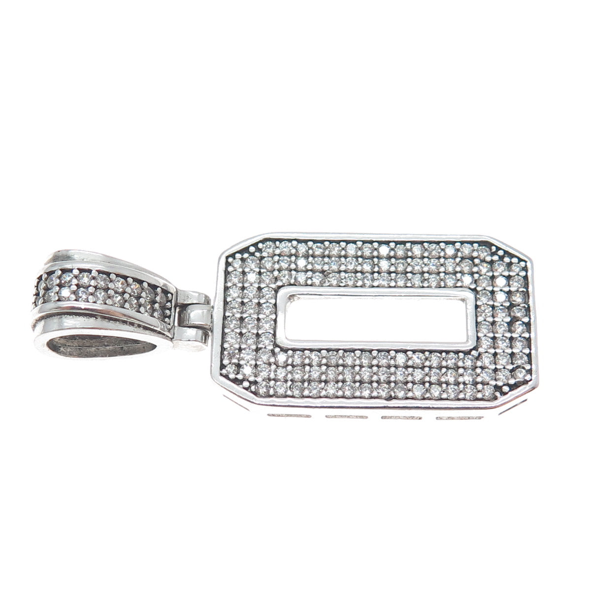 925 Sterling Silver Round-Cut Shaped C Z Letter O Initial Sparkle Pendant