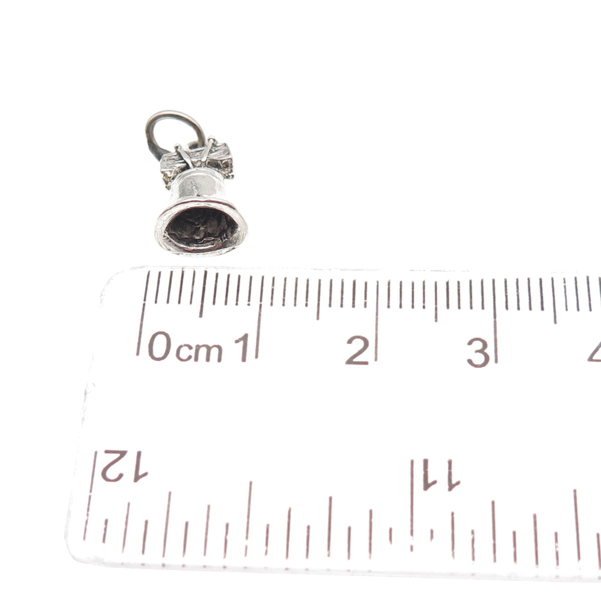 925 Sterling Silver Vintage Liberty Bell Oxidized 3D Mini Charm Pendant