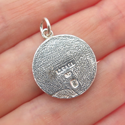 ZUMAN 925 Sterling Silver Vintage Israel Turquoise Enamel Cross Charm Pendant