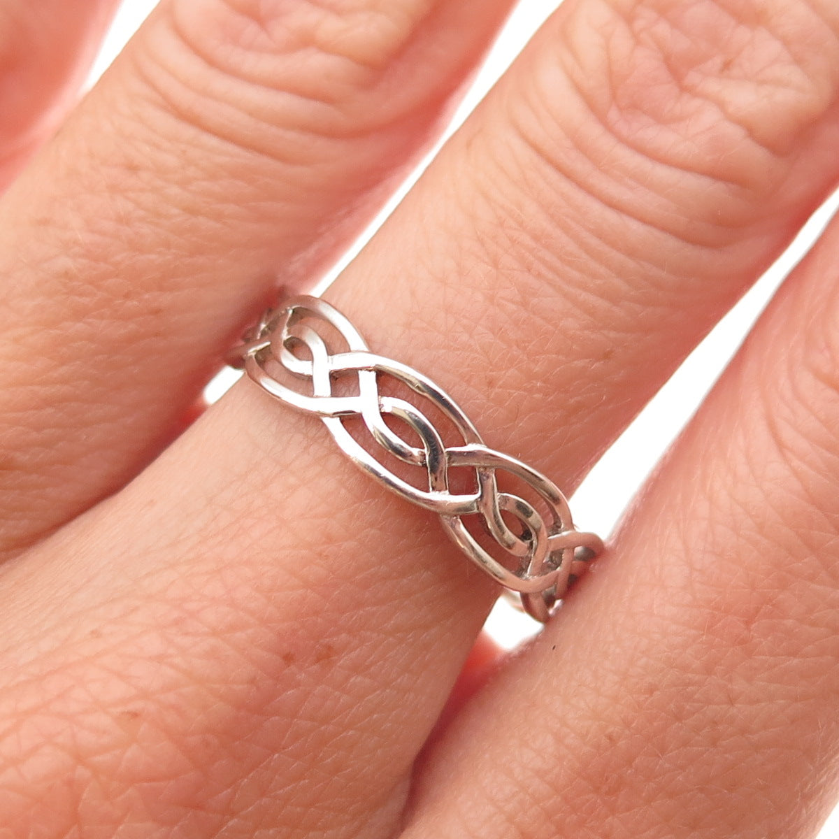 925 Sterling Silver Vintage Woven Band Ring Size 9.25