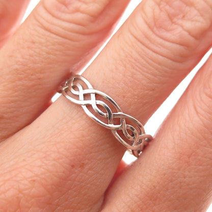 925 Sterling Silver Vintage Woven Band Ring Size 9.25