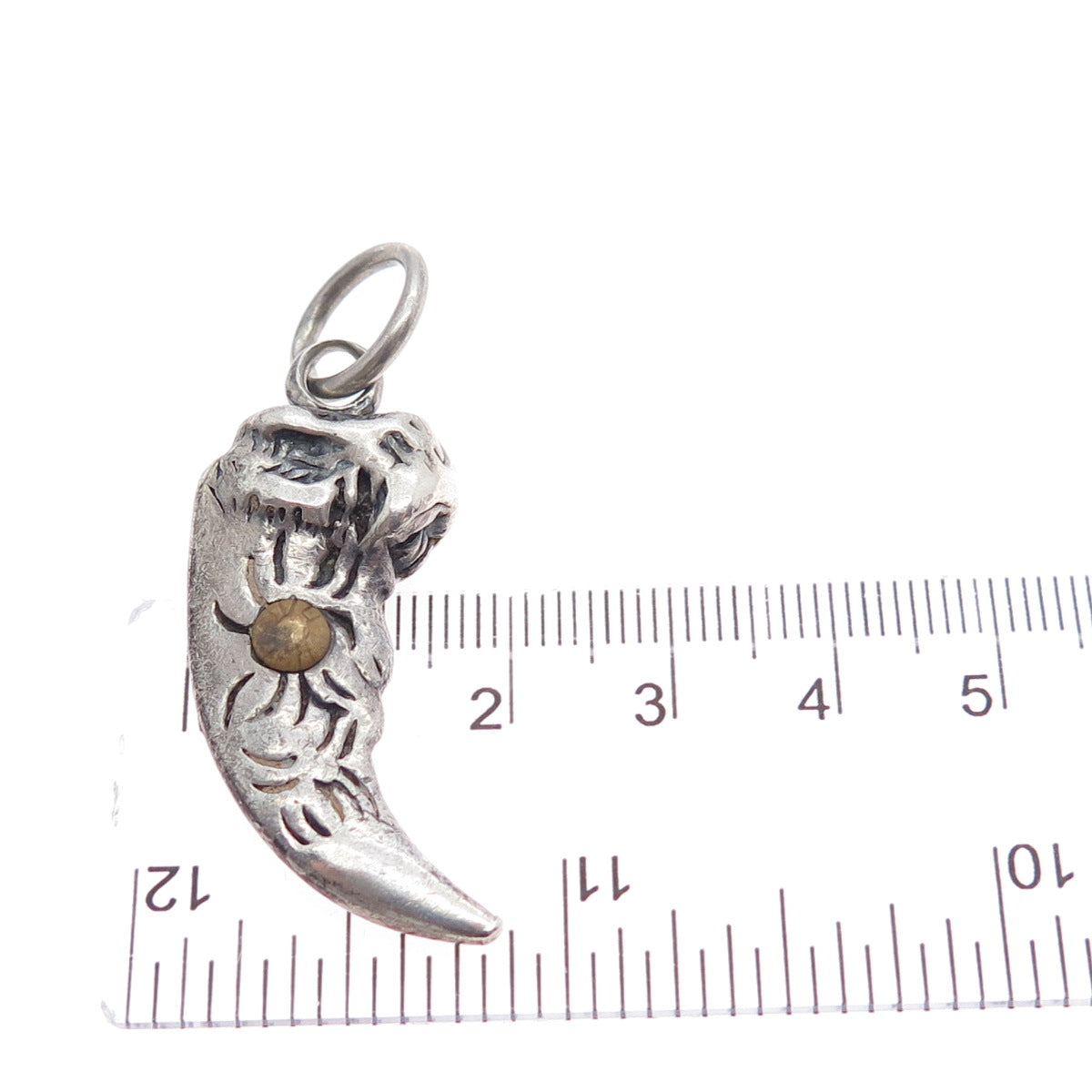 925 Sterling Silver 2-Tone Vintage Tribal Claw Amulet Oxidized Charm Pendant