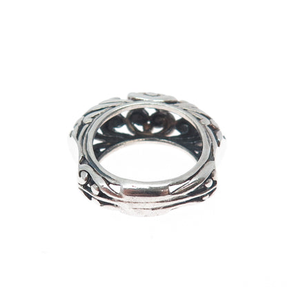 925 Sterling Silver Vintage Modernist Swirl Oxidized Ring Size 7.5
