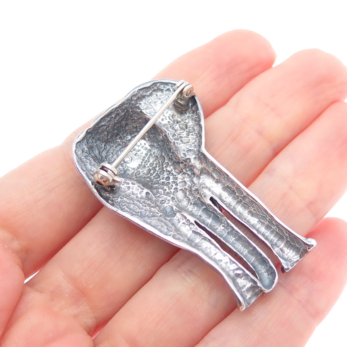 MORNING SUN 925 Sterling Silver Vintage Elephant Oxidized Pin Brooch