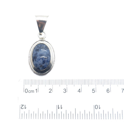 925 Sterling Silver Vintage Mexico Real Cabochon Sodalite Charm Pendant