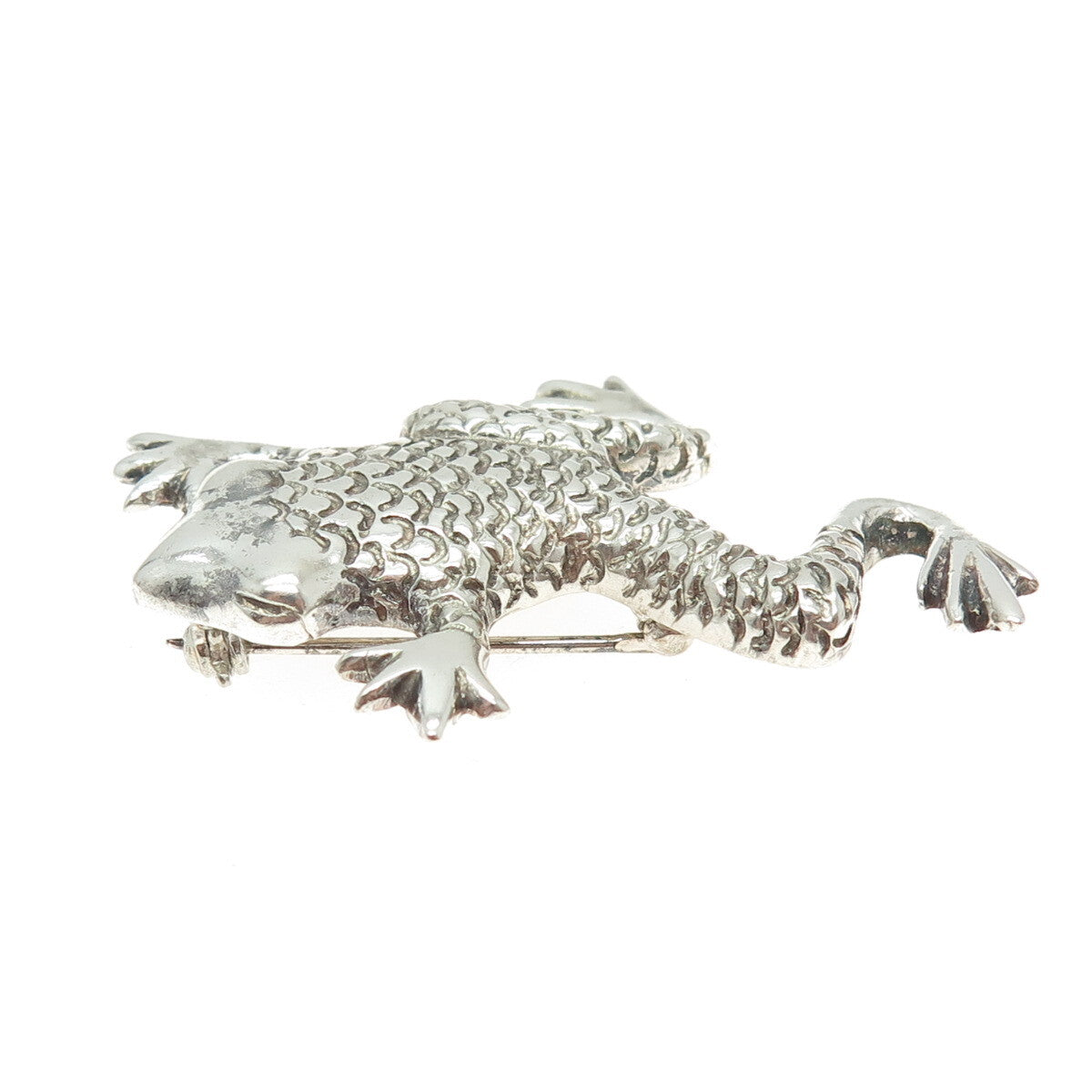 925 Sterling Silver Vintage Mexico Frog For Good Luck Pin Brooch