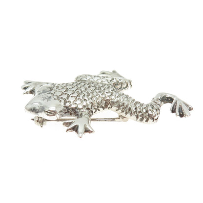 925 Sterling Silver Vintage Mexico Frog For Good Luck Pin Brooch