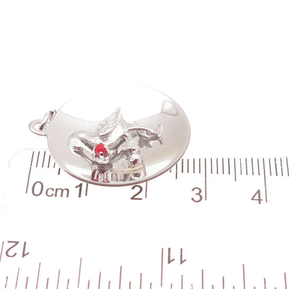 M&M Mark Mercy 925 Sterling Silver Vintage Rhinestone Stork Charm Pendant