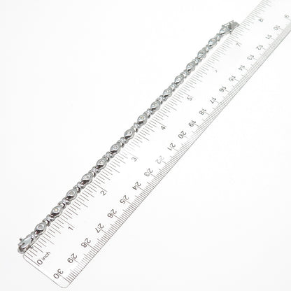 925 Sterling Silver Round-Cut C Z Puffy XO Hugs & Kisses Link Bracelet 7"