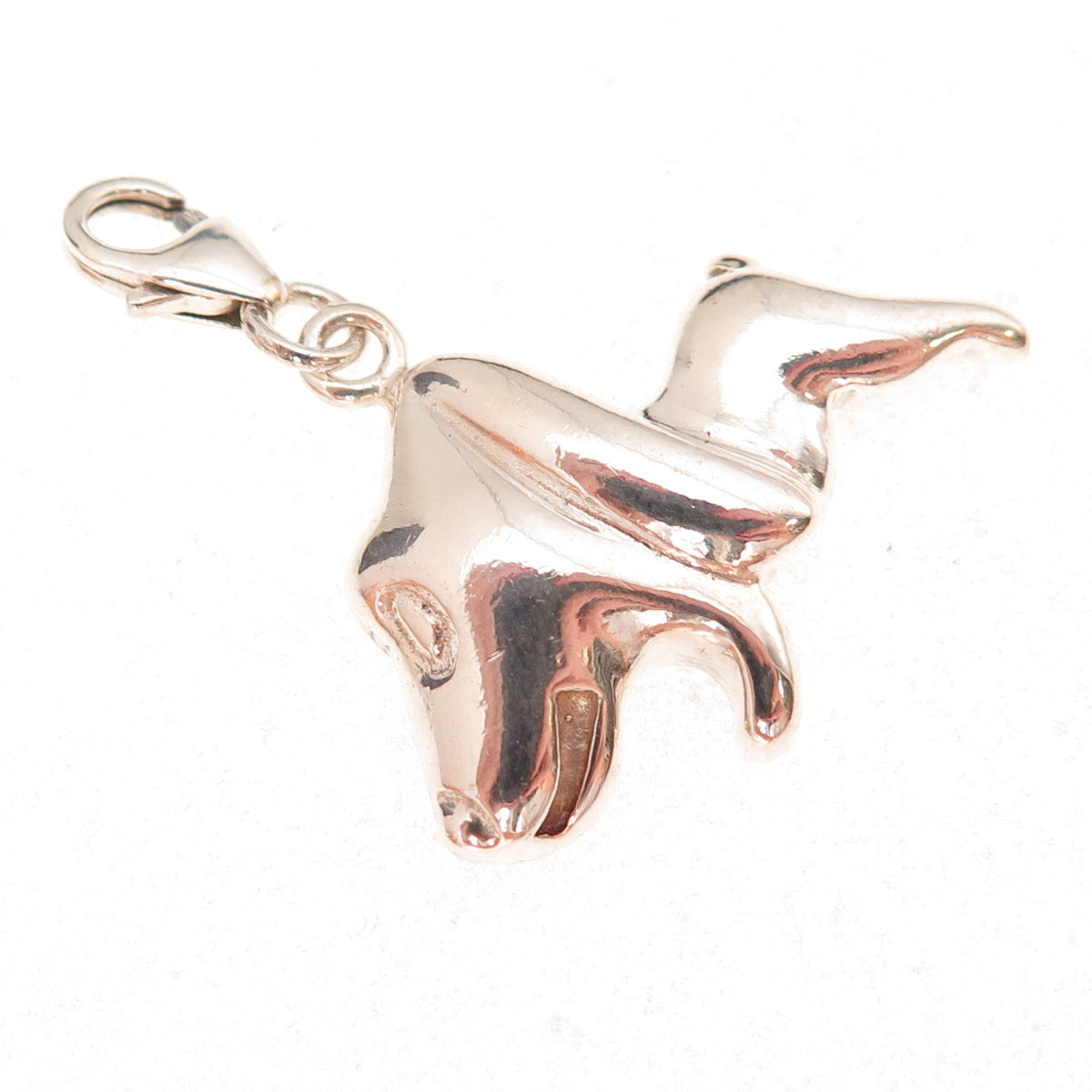 925 Sterling Silver Vintage Dog Lobster Lock Clasp Charm Pendant