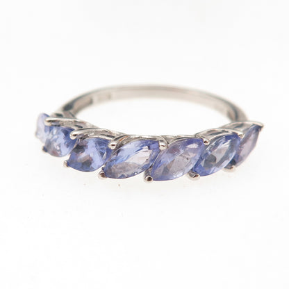 Chuck Clemency 925 Sterling Silver Real Marquise-Cut Tanzanite Ring Size 7