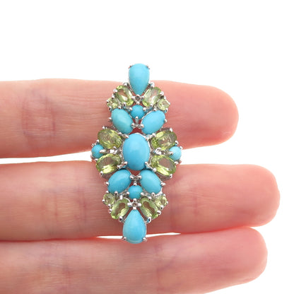 Chapal Zenray 925 Sterling Real Sleeping Beauty Turquoise Peridot Ring Size 8.25