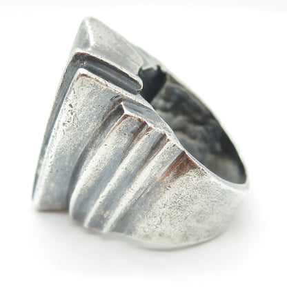 925 Sterling Silver Vintage Modernist Oxidized Ring Size 7.5