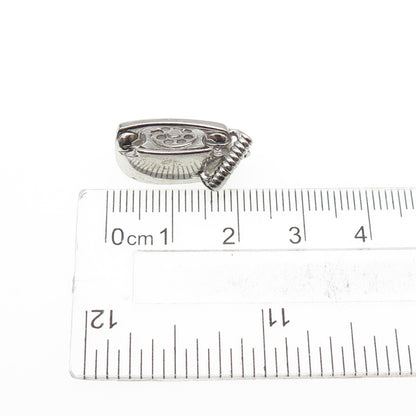 WELLS 925 Sterling Silver Vintage Retro Rotary Phone Mini 3D Charm Pendant
