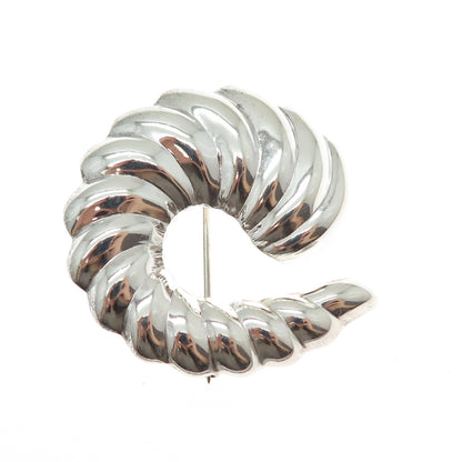 MWS Mark Wasserman Samara 925 Sterling Silver Vintage Modernist Ribbed Brooch