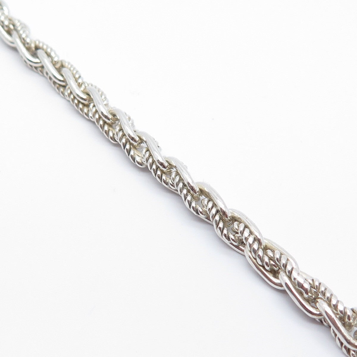 925 Sterling Silver Vintage Twisted Cable Link Bracelet 8''