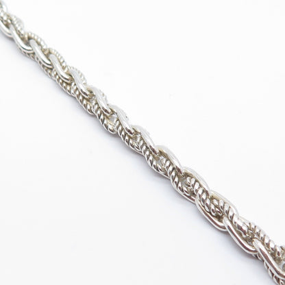 925 Sterling Silver Vintage Twisted Cable Link Bracelet 8''