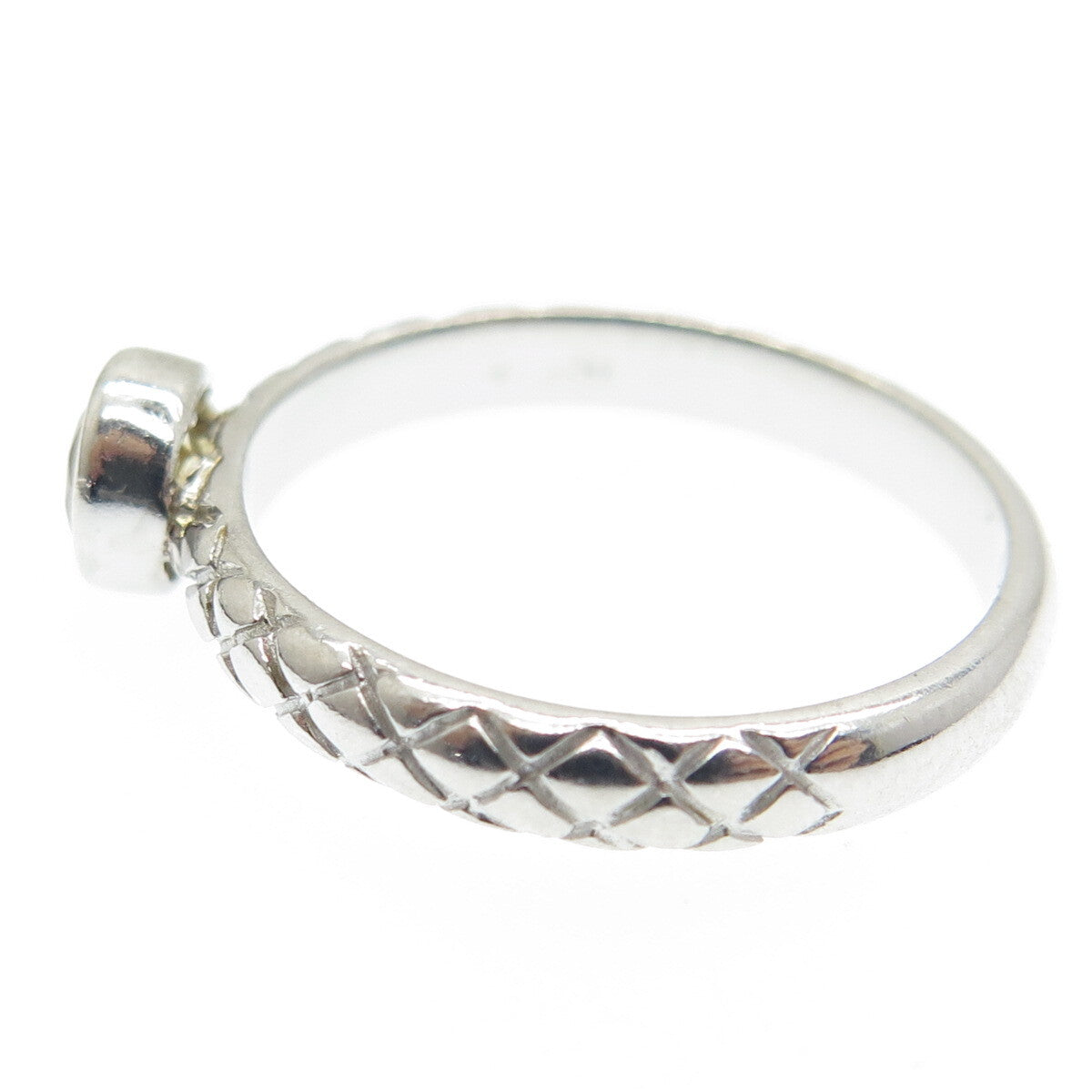 FADI 925 Sterling Silver Real Lime Citrine Gem Cage / Wicker Ring Size 7.75