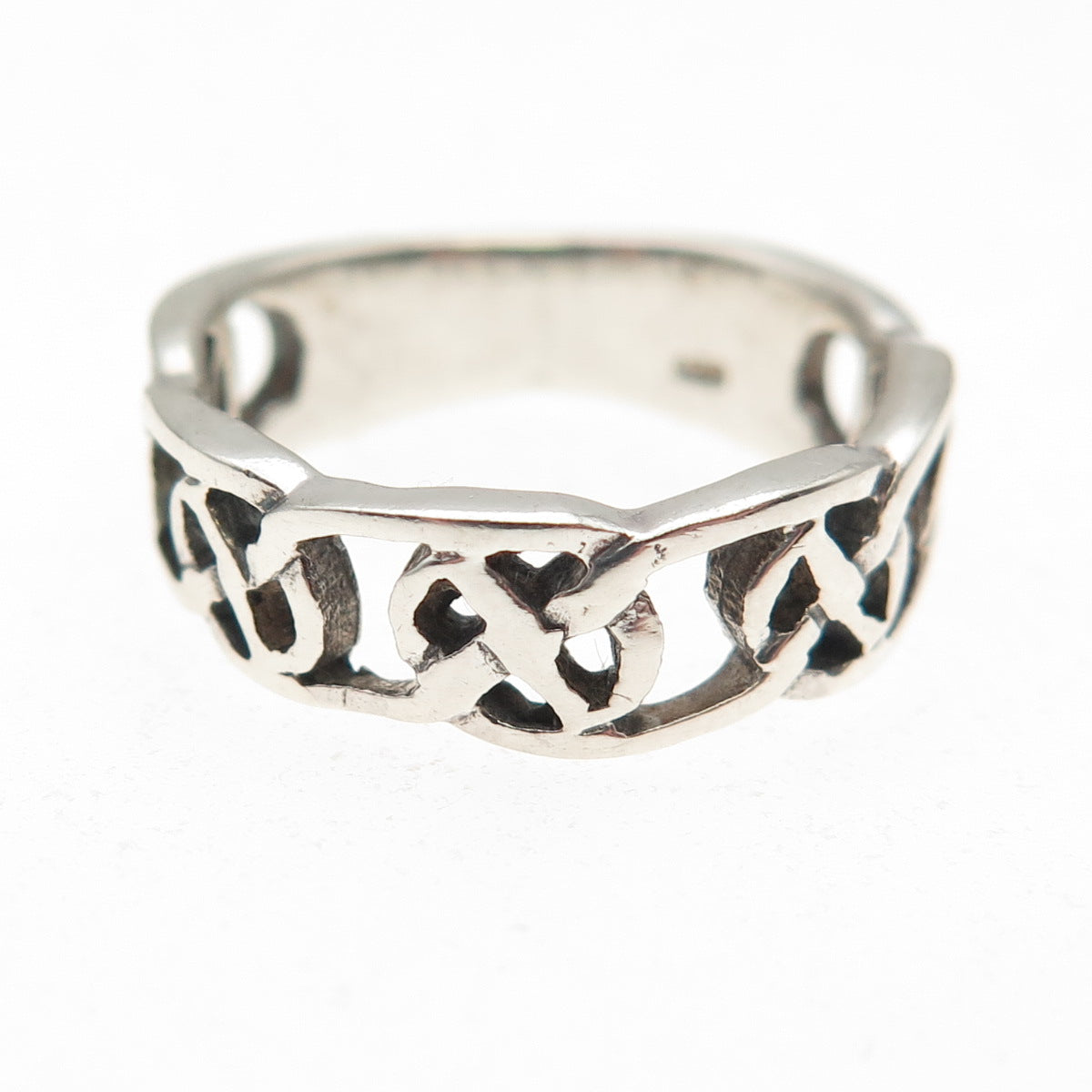 925 Sterling Silver Vintage Celtic Knot Oxidized Band Ring Size 6.25