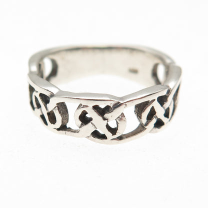 925 Sterling Silver Vintage Celtic Knot Oxidized Band Ring Size 6.25