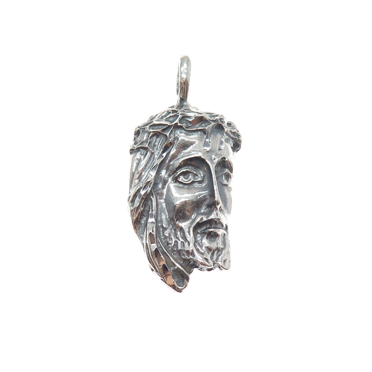 925 Sterling Silver Vintage Jesus Religious Oxidized Charm Pendant