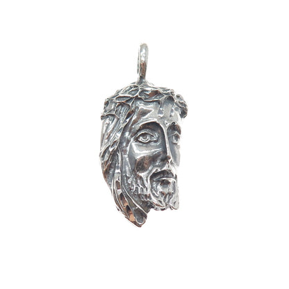 925 Sterling Silver Vintage Jesus Religious Oxidized Charm Pendant