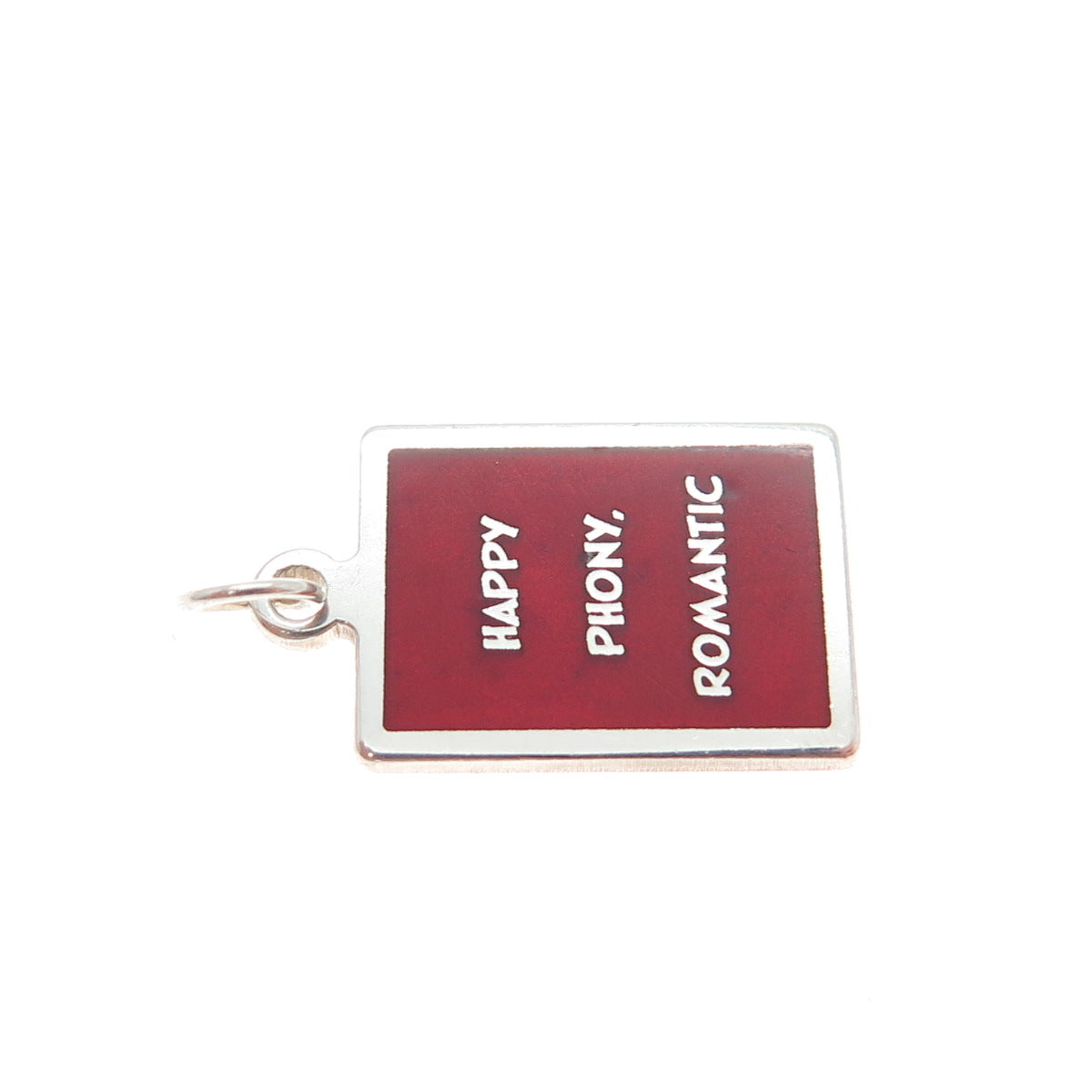 925 Sterling Silver Red Enamel Happy Phony, Romantic Minimalist Charm Pendant
