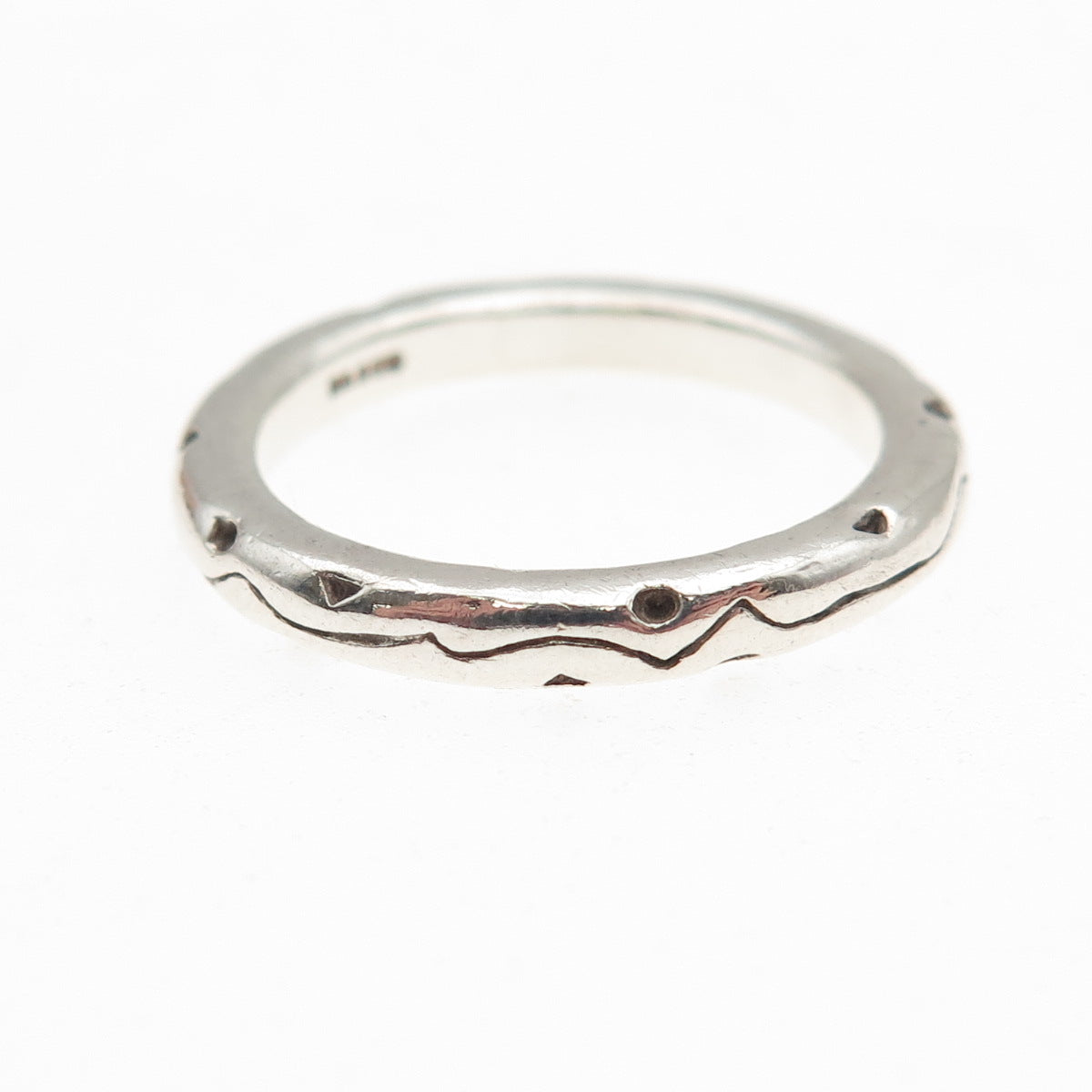 925 Sterling Silver Vintage Modernist Oxidized Band Ring Size 7.75