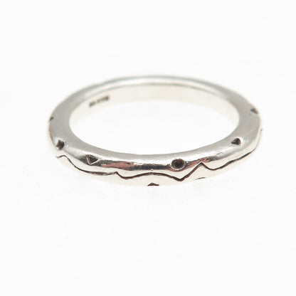 925 Sterling Silver Vintage Modernist Oxidized Band Ring Size 7.75