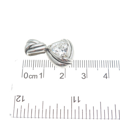KABANA 925 Sterling Silver Vintage Trillion-Cut Shaped C Z Ribbed Pendant