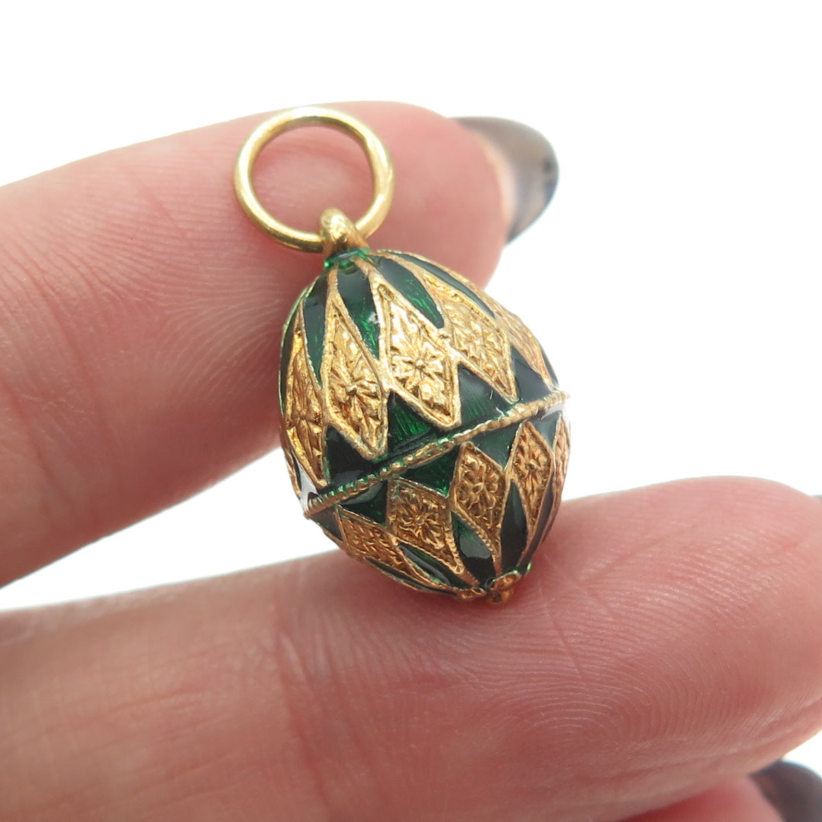 RAFKA Retired 925 Sterling Silver Vermeil Enamel Royal Easter Egg Charm Pendant