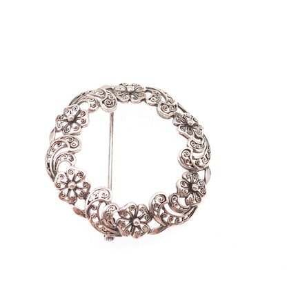Alice Caviness 925 Sterling Antique Art Deco Germany Floral Oxidized Pin Brooch