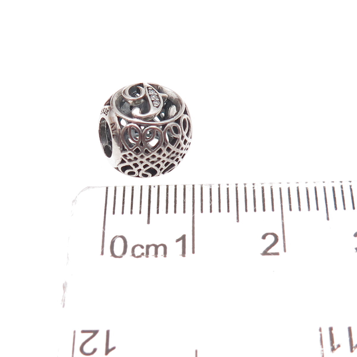 Pandora 925 Sterling Silver C Z Letter F Slide Bead Charm
