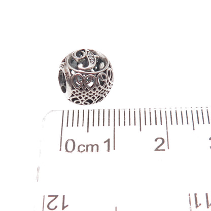 Pandora 925 Sterling Silver C Z Letter F Slide Bead Charm