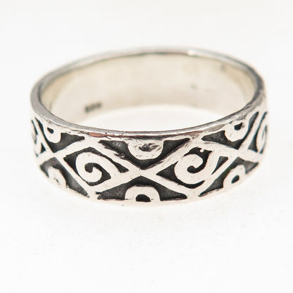 925 Sterling Silver Vintage Spiral Oxidized Ring Size 12