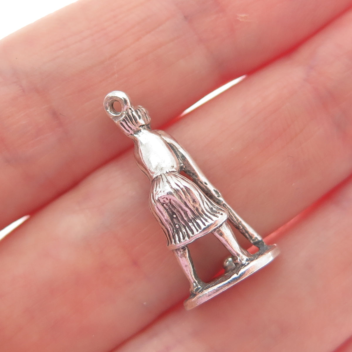 SUNWEST 925 Sterling Silver Vintage Female Golf Player 3D Charm Pendant