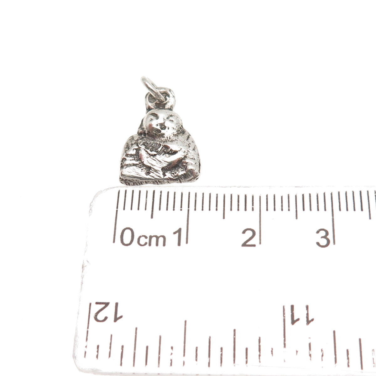 925 Sterling Silver Antique Art Deco Buddha Oxidized Mini Charm Pendant
