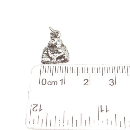 925 Sterling Silver Antique Art Deco Buddha Oxidized Mini Charm Pendant