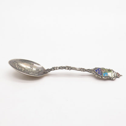 925 Sterling Silver Antique Enamel Canada Caleche Quebec Demitasse Spoon