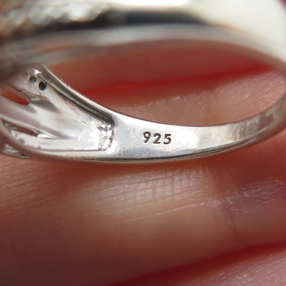 925 Sterling Silver Real Round-Cut Diamond Sparkle Bypass Ring Size 5.5