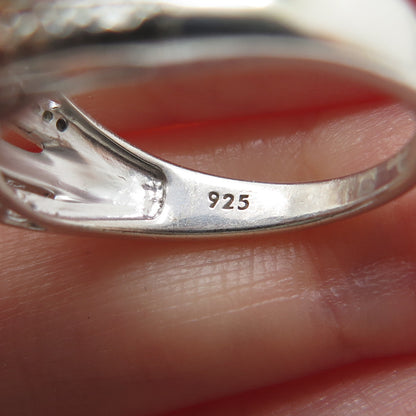 925 Sterling Silver Real Round-Cut Diamond Sparkle Bypass Ring Size 5.5