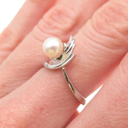 Tasaki 925 Sterling Silver Vintage Japan Real Akoya Pearl Ring Size 6.25