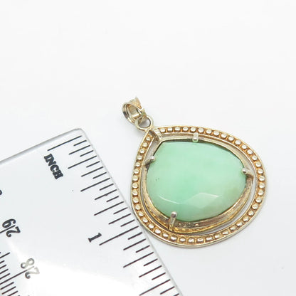 925 Sterling Silver Vintage Cleets Real Jade Gemstone Pendant