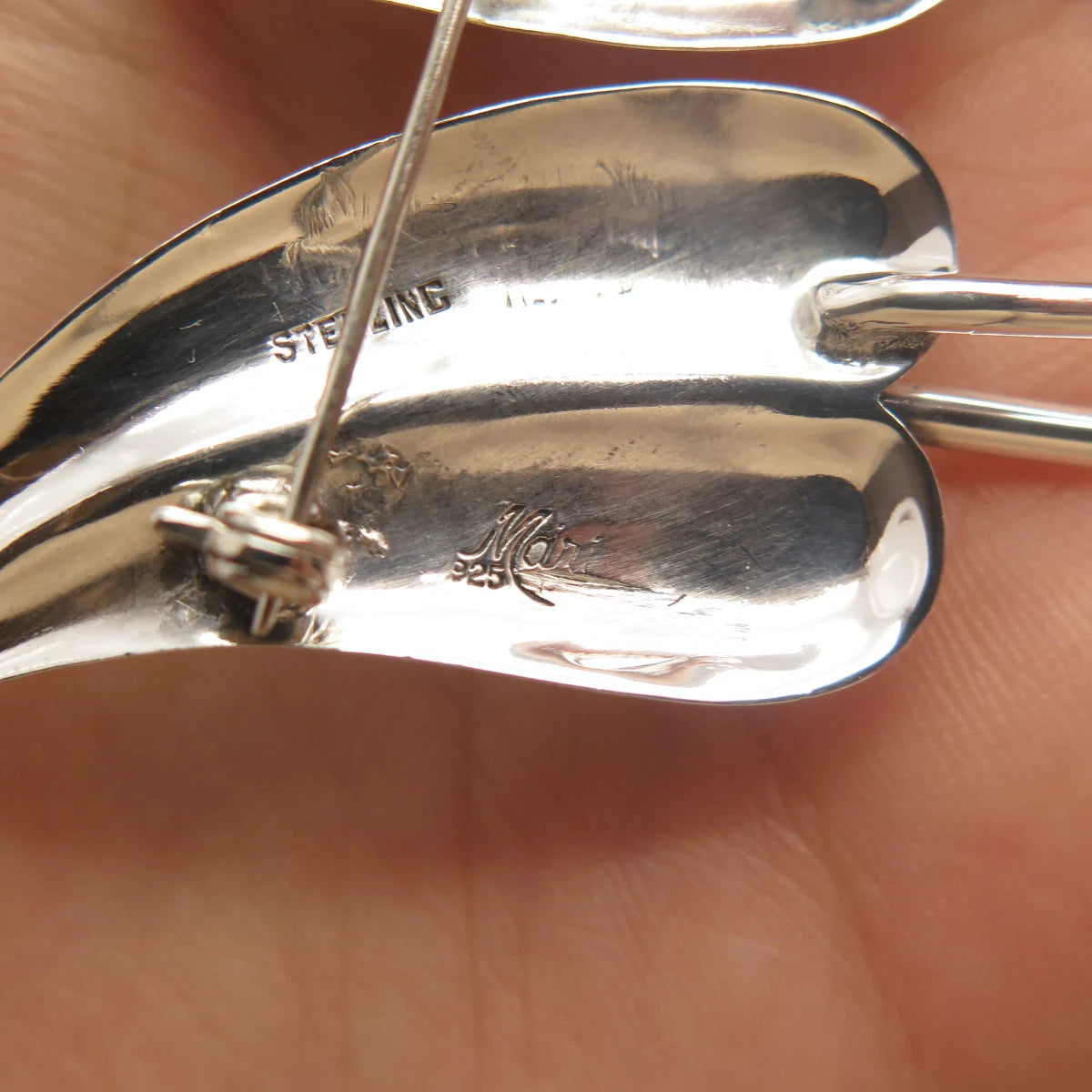925 Sterling Silver Vintage Mexico Maricela Ysidro Garcia Leaf Pin Brooch