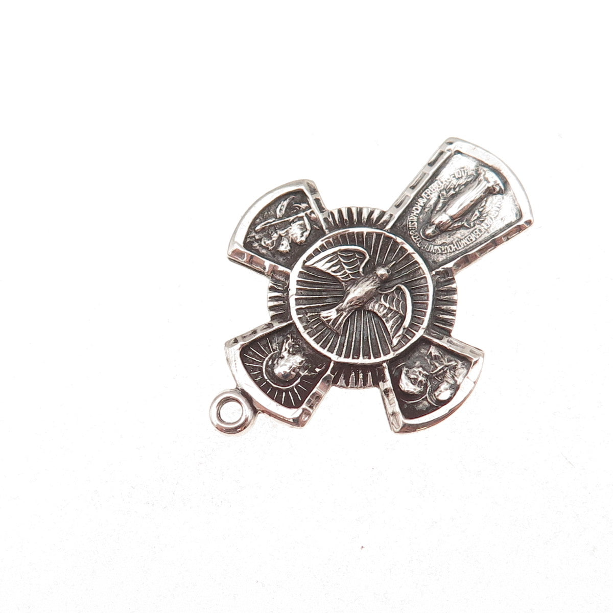 Afco 925 Sterling Silver Antique Art Deco 4-Way Cross Oxidized Charm Pendant