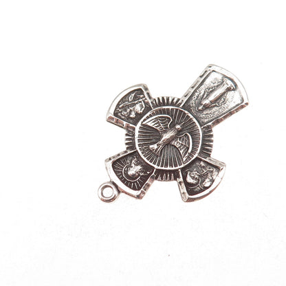 Afco 925 Sterling Silver Antique Art Deco 4-Way Cross Oxidized Charm Pendant