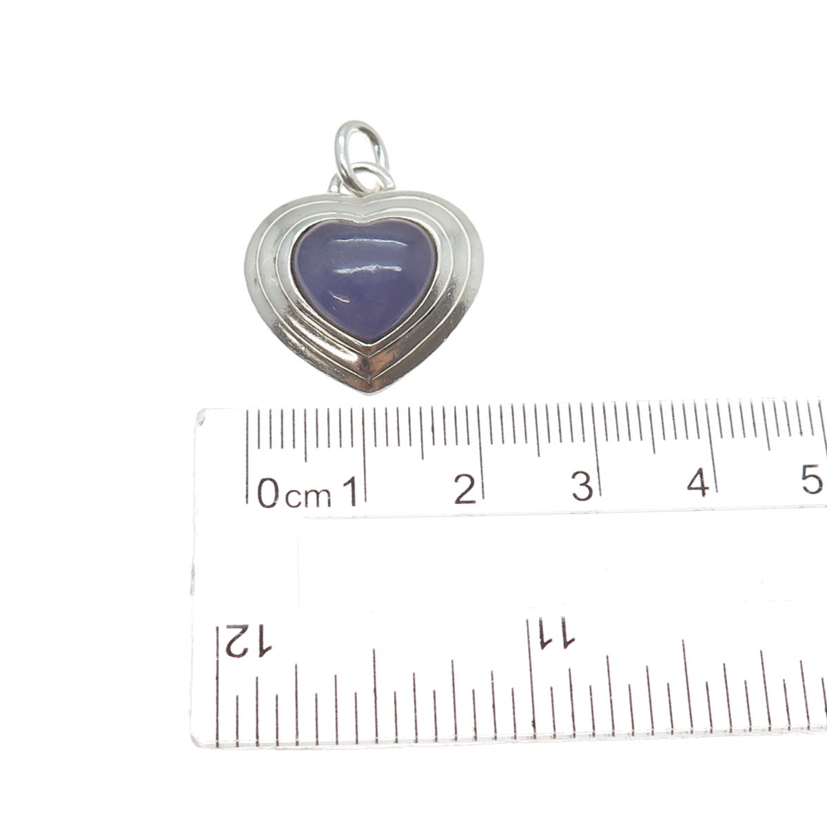 CNA PRANDA 925 Sterling Silver Vintage Real Lavender Jade Heart Charm Pendant