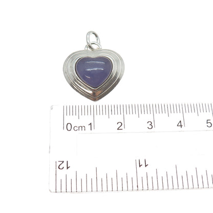 CNA PRANDA 925 Sterling Silver Vintage Real Lavender Jade Heart Charm Pendant